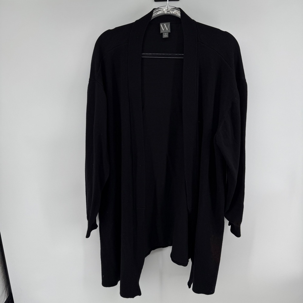 Worthington Black Cardigan Sweater‎ 3X Open Front Asymmetrical Hem